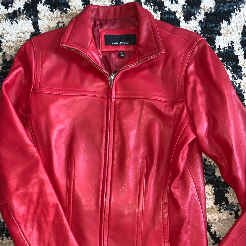 Jones New York RED leather jacket ❤️